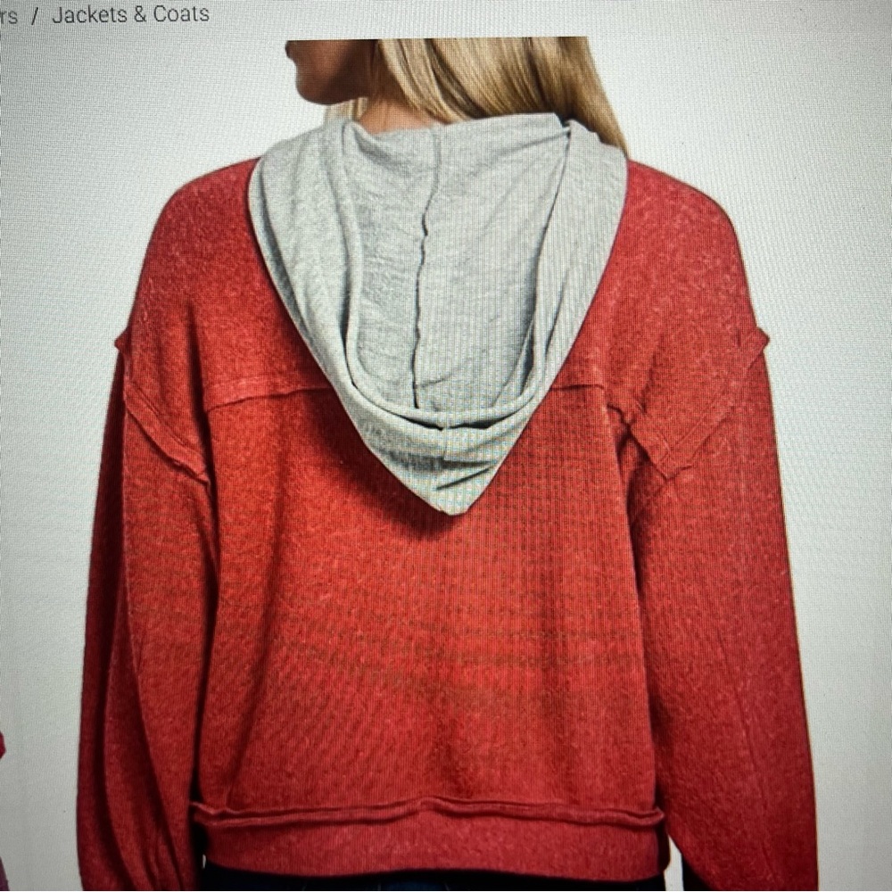 Brushed Hacci Hooded Button Down Shacket Zenana - image 2